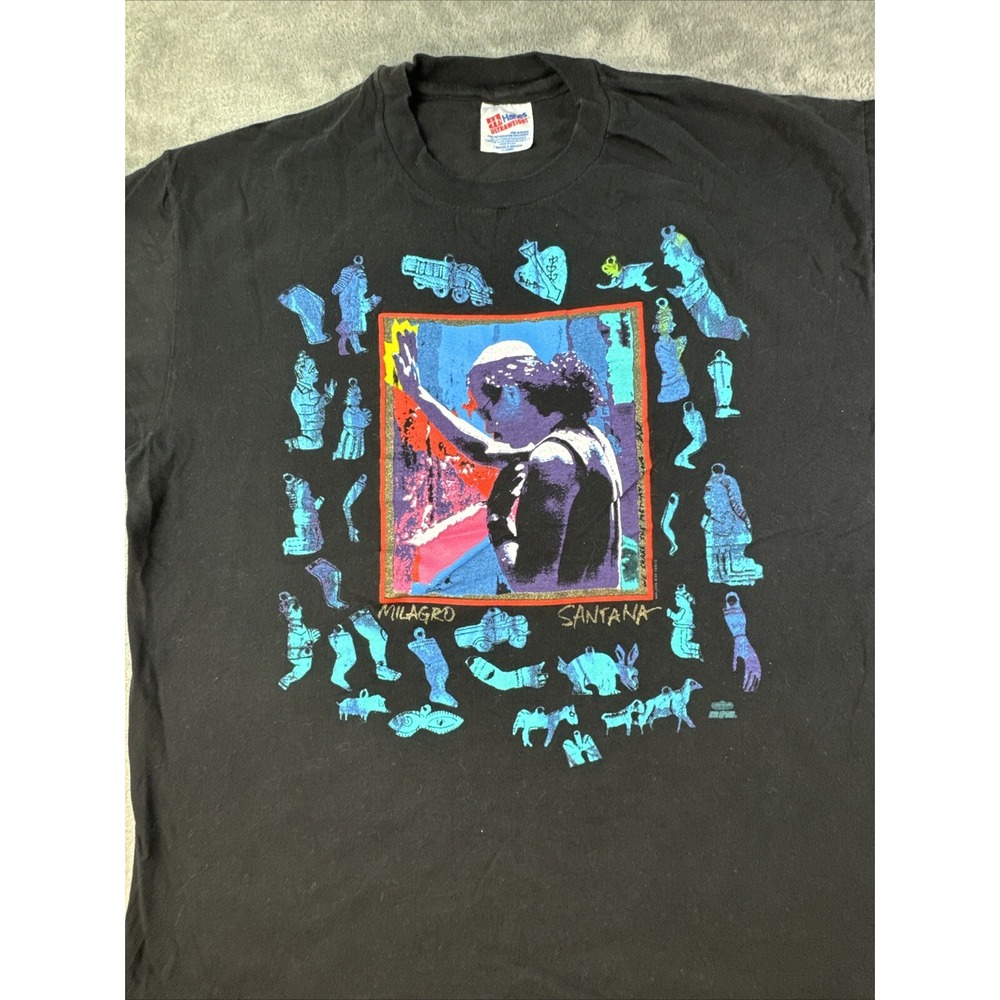 Vintage 90s Carlos‎ Santana Milagro T Shirt Single Stitch Tour Concert Rock XL - Picture 2 of 16